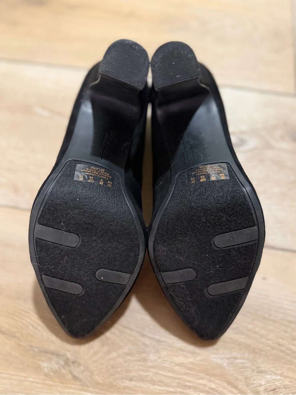Fergalicious Black Pointed Toe Suede Pumps